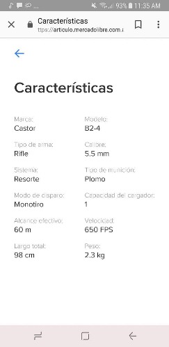 vendo rifle aire comprimido castor 5.57 dias de uso