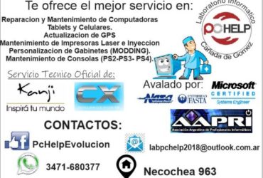 mantenimiento y reparacion de computadoras, tablets, celulares…y mucho mas…su consulta no molesta. abierto de lunes a domingo de 9 a 21 hs