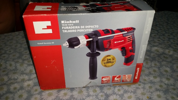 taladro einhell td 720 – casi nuevo todavía en garantía! velocidad variable y reversa, 720w, mandril autoajustable 13mm, percutor caja y manuales
